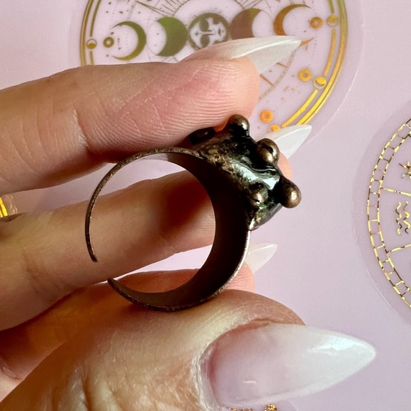 FLASH Labradorite HEART ❤️ Electroplated Ring Adjustable 6 7 8 - Picture 11 of 15